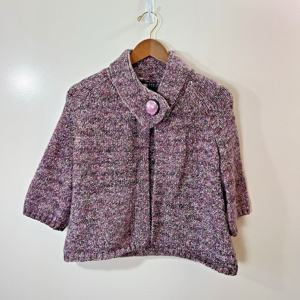 Carole Little Womens Wool Blend Cardigan Sweater Size S Purple Twee Retro 1950's